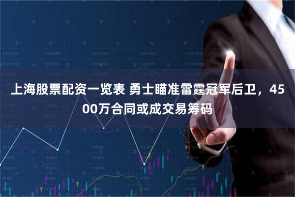 上海股票配资一览表 勇士瞄准雷霆冠军后卫，4500万合同或成交易筹码